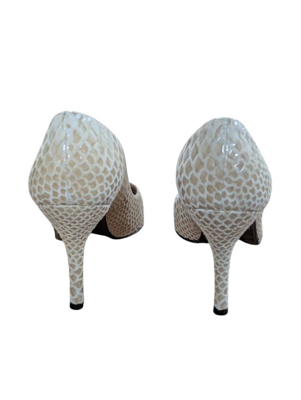 Stuart Weitzman Taupe Tipped Python Pumps Size 8 - Picture 7 of 11
